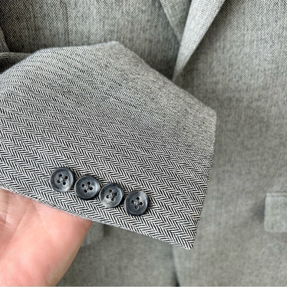 Jos A Bank Sport Coat Gray Herringbone Silk Camel Hair Blazer Size 40 Regular - Picture 4 of 11